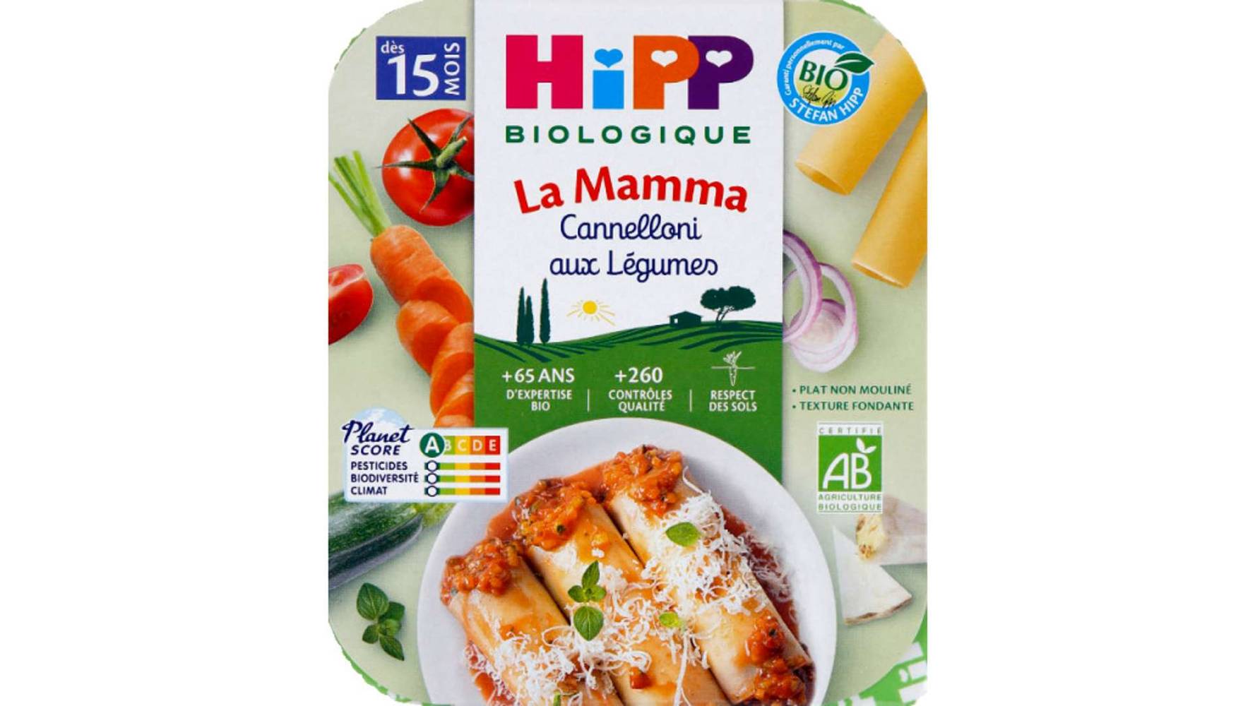 Hipp - Plat bébé cannelloni aux légumes bio (15 mois)