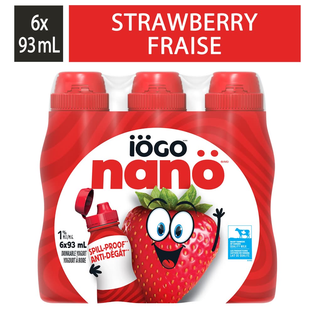 iÖGO Nanö Drinkable Yogourt, Strawberry Fraise (6 x 93 ml)