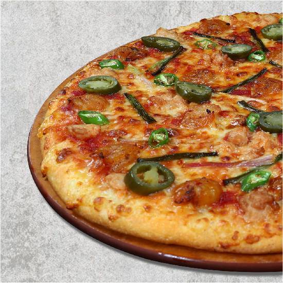 Prawn with chicken bacon & jalapeno Pizza (Thin Pizza)