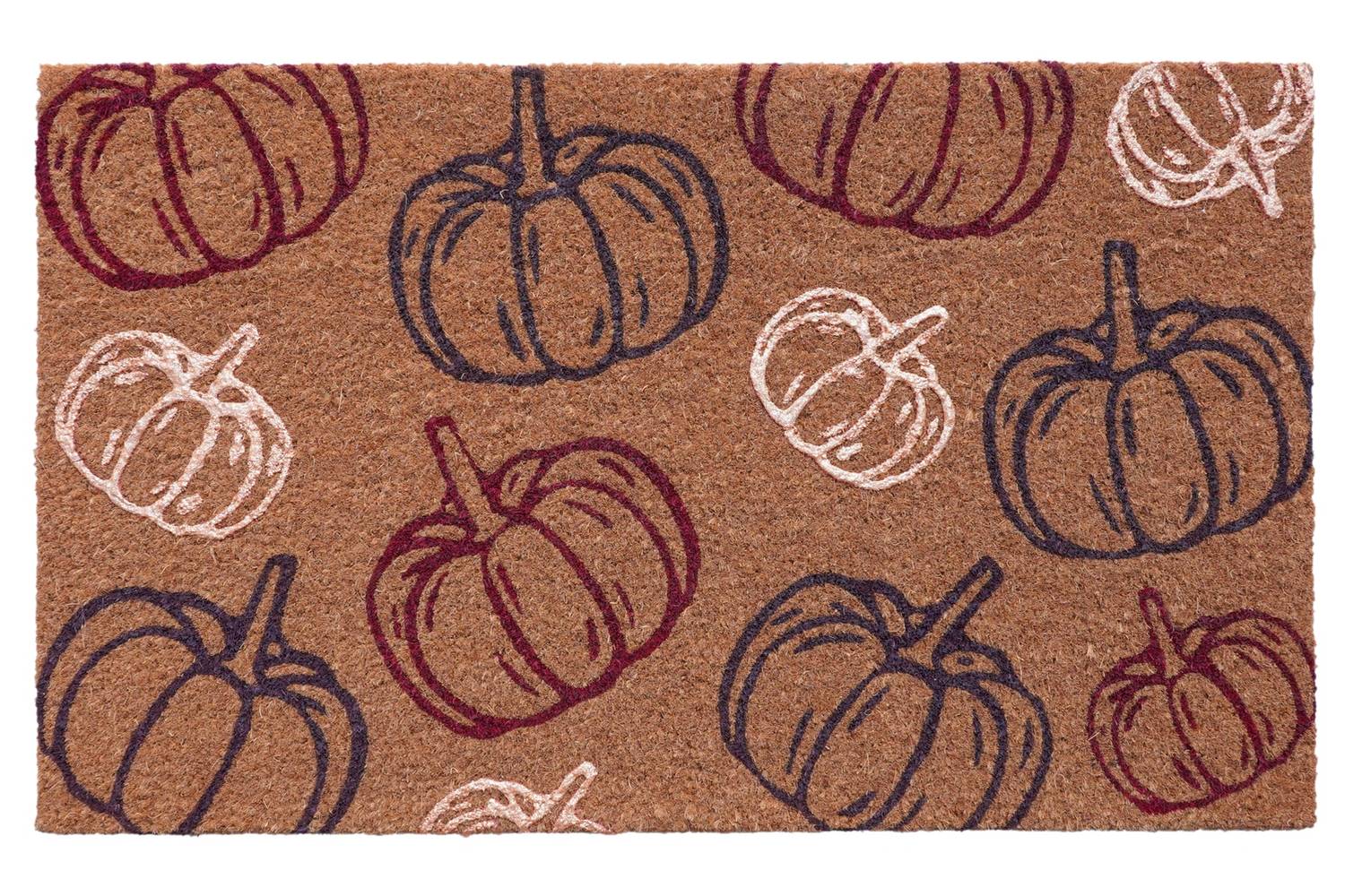 Holiday Living 1-1/2-ft x 2-1/2-ft Natural Coir/Latex Rectangular Indoor or Outdoor Decorative Door Mat | WG-1830-PUMKINGLT