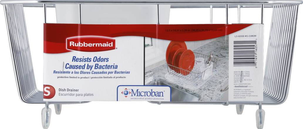 Rubbermaid Dish Drainer, Antimicrobial, Small, Chrome - NEW