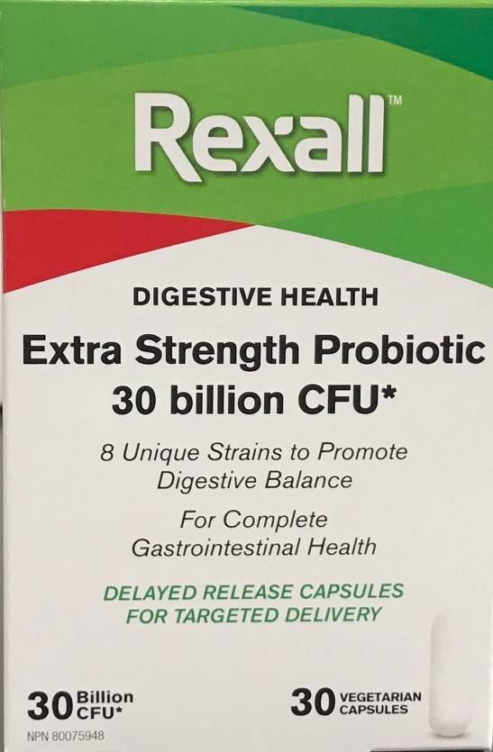 Rexall Digestive Health Extra Strength Probiotic Capsules (30 units)