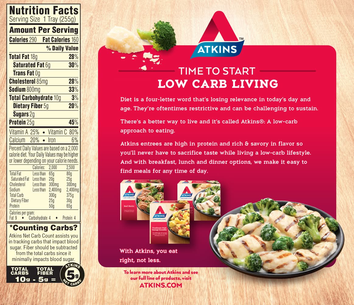 Atkins Chicken & Broccoli Alfredo - Delivery in Under an Hour | Frozen ...