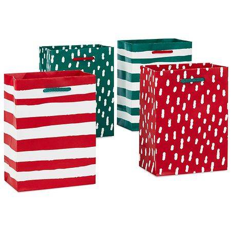 Hallmark Small Christmas Gift Bag Bundle, Red,Green (4 ct)