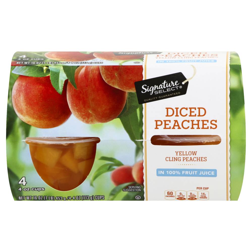 Signature Select Diced Peaches Cups (4 x 4 oz)