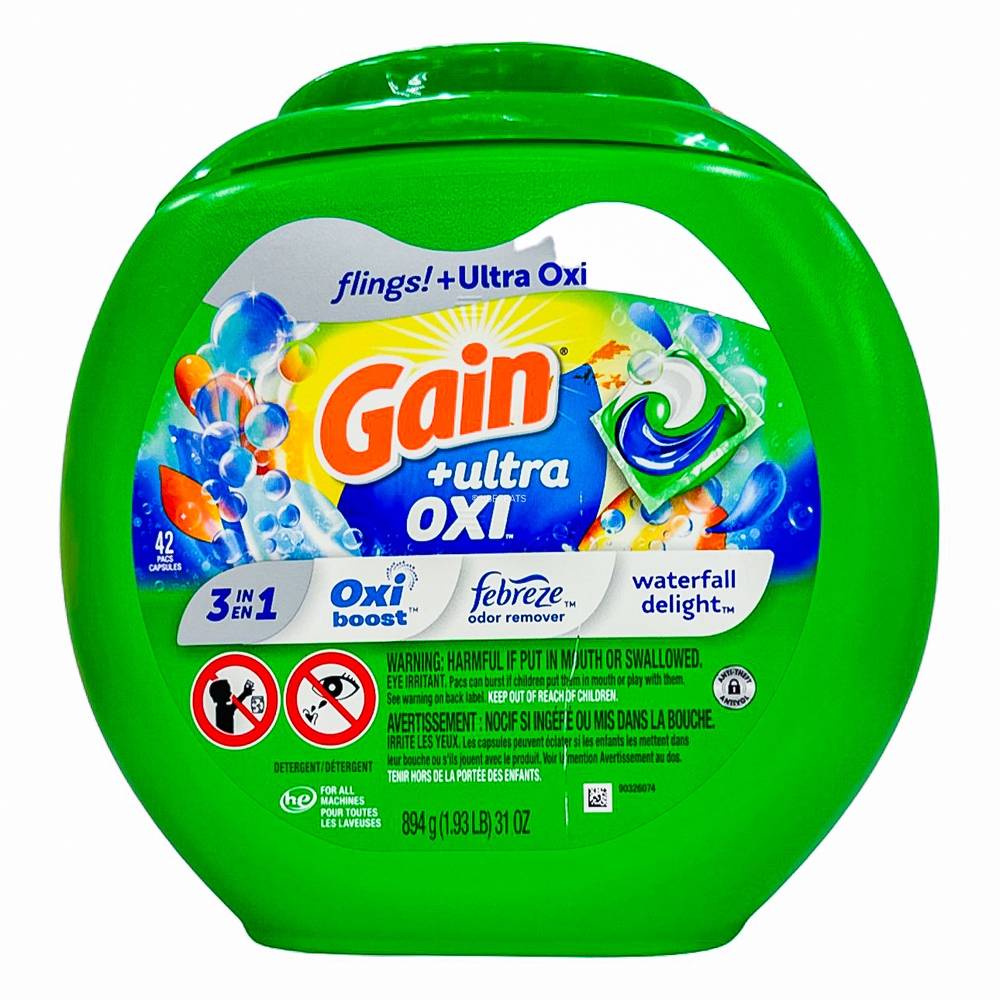 Gain Flings Oxi Waterfall Laundry Detergent (31 oz, 42 ct)