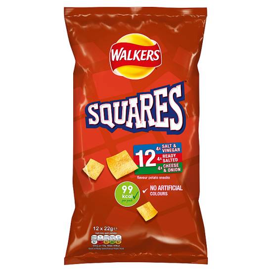 Walkers Squares Variety Multipack Snacks Crisps (12ct)