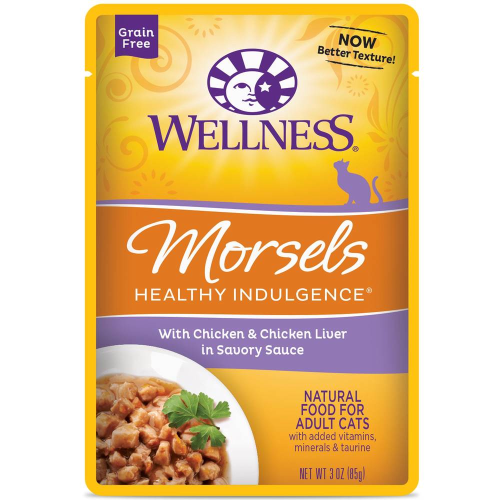 Wellness® Healthy Indulgence Morsels Adult Cat Food - Grain Free, Natural, Chicken & Chicken Liver (Flavor: Chicken & Liver, Color: Assorted, Size: 3 Oz)
