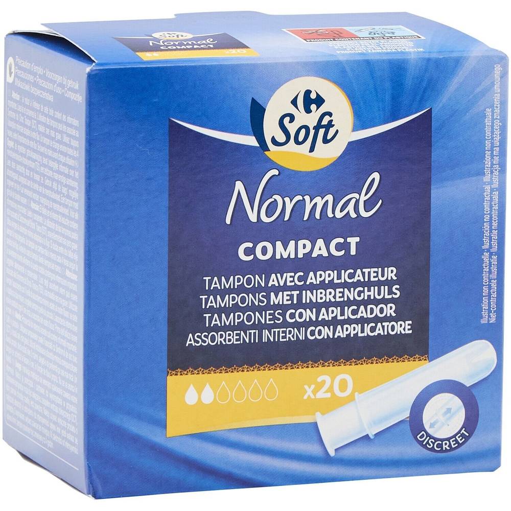 Carrefour Soft - Tampons normal compact avec applicateur (20 pièces)