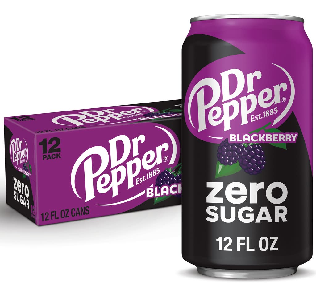 Dr Pepper Zero Sugar Soda, Blackberry (12 x 12 fl oz)