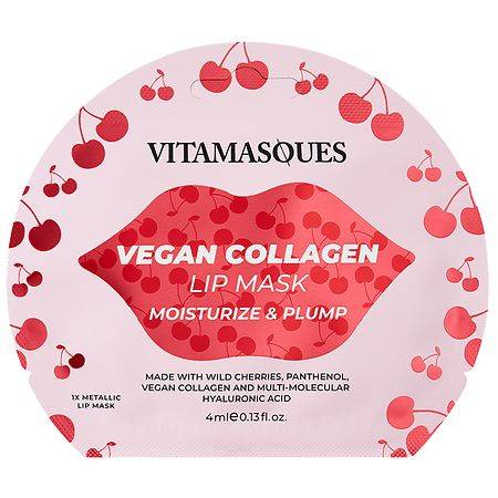 Vitamasques Vegan Collagen Lip Mask, Wild Cherries (0.13 fl oz)