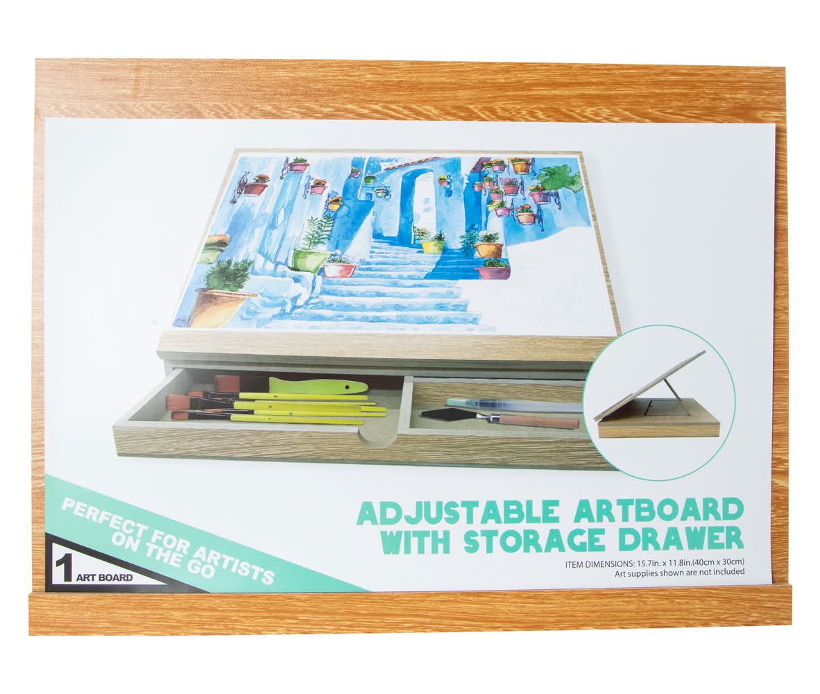 Adjustable Artboard With Storage Drawer Brown