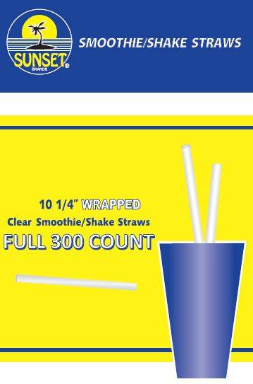 Sunset - Smoothie/Shake Giant Straws, 10.25" - 300 ct