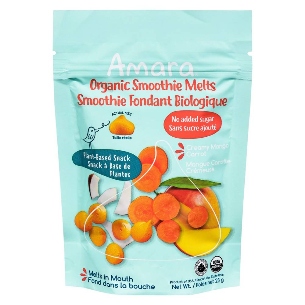 Amara Creamy Mango Carrot Organic Smoothie Melts Plant-Based Snack (227 g)