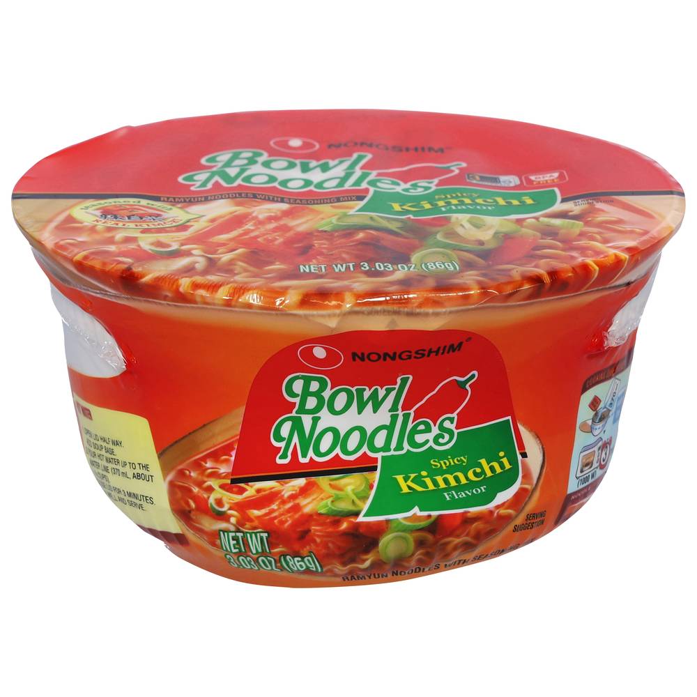 Nongshim Hot & Spicy Bowl Noodle Soup, Kimchi (3.03 oz)