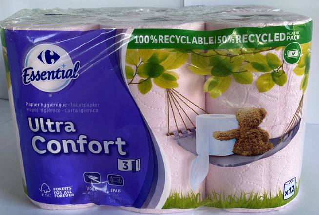 Carrefour Essential - Papier toilette ultra confort (rose)
