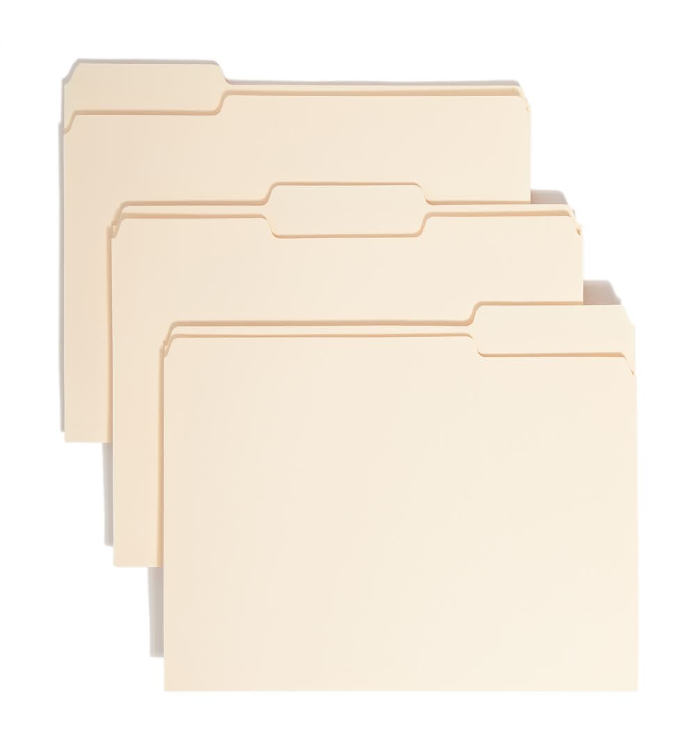 Smead 1/3-Cut Tab Assorted Position Manila File Folder, Letter, Beige (24 ct)