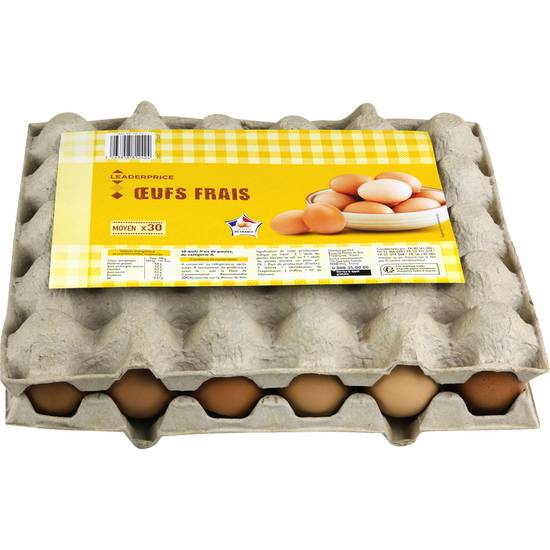 Oeufs frais moyen Leader price x30