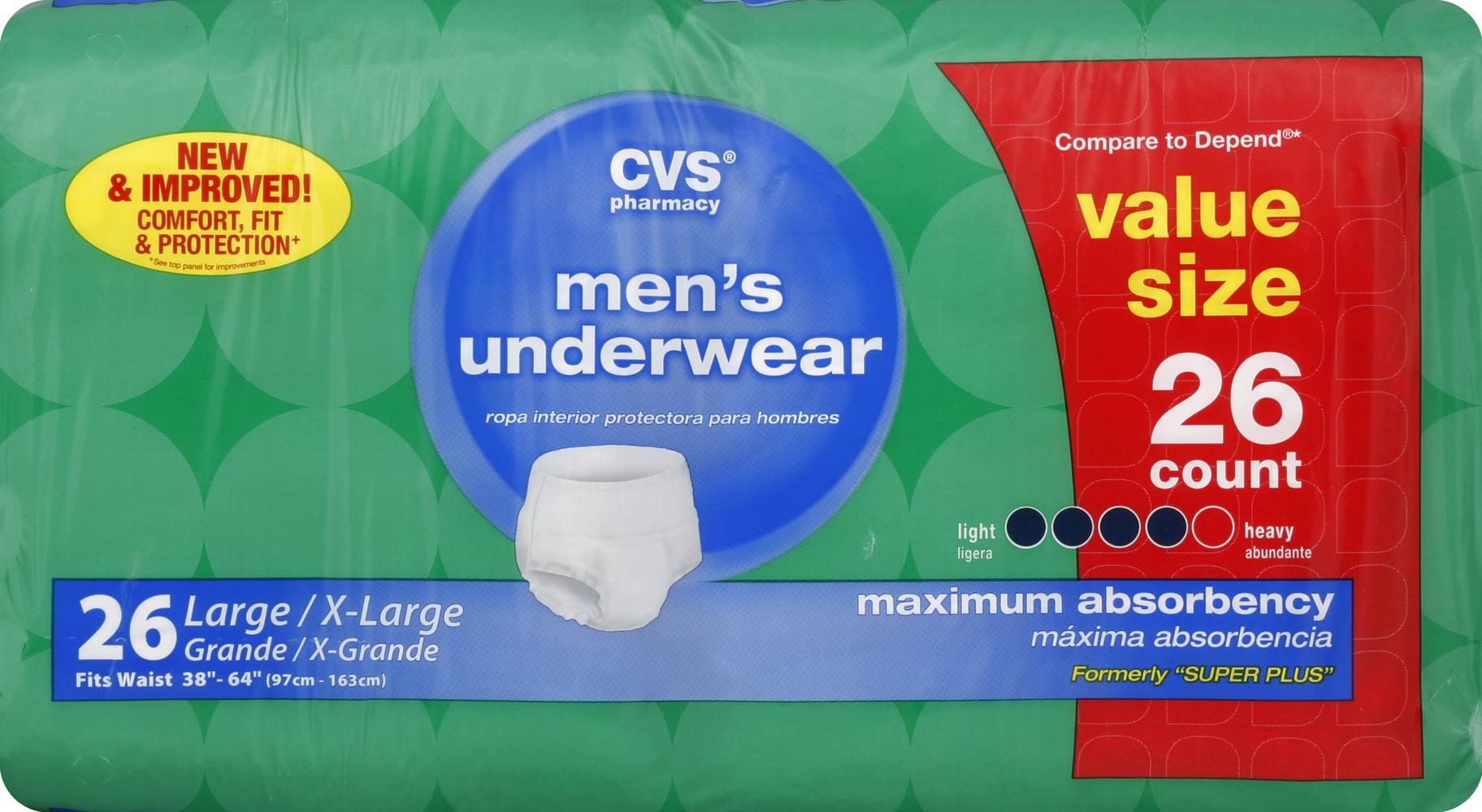 CVS Pharmacy Men's Maximum Absorbency Underwear, Large/X-Large (26 ct)