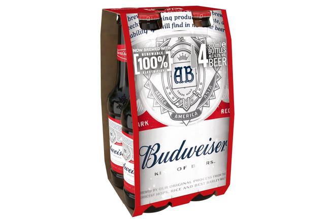 Budweiser Beer Bottles 4 x 300ml