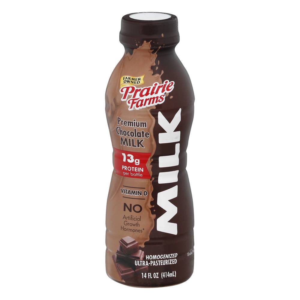 Prairie Farms Vitamin D Homogenized Ultra-Pasteurized Milk, Premium Chocolate (14 fl oz)