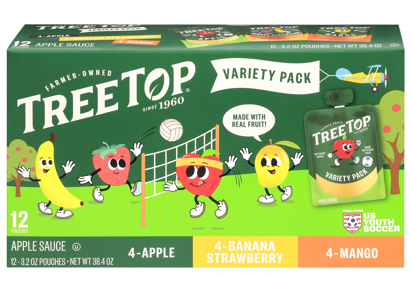 Tree Top Good To Go Fruit Apple Sauce Variety pack Pouches, Assorted (38.4 oz, 12 ct)