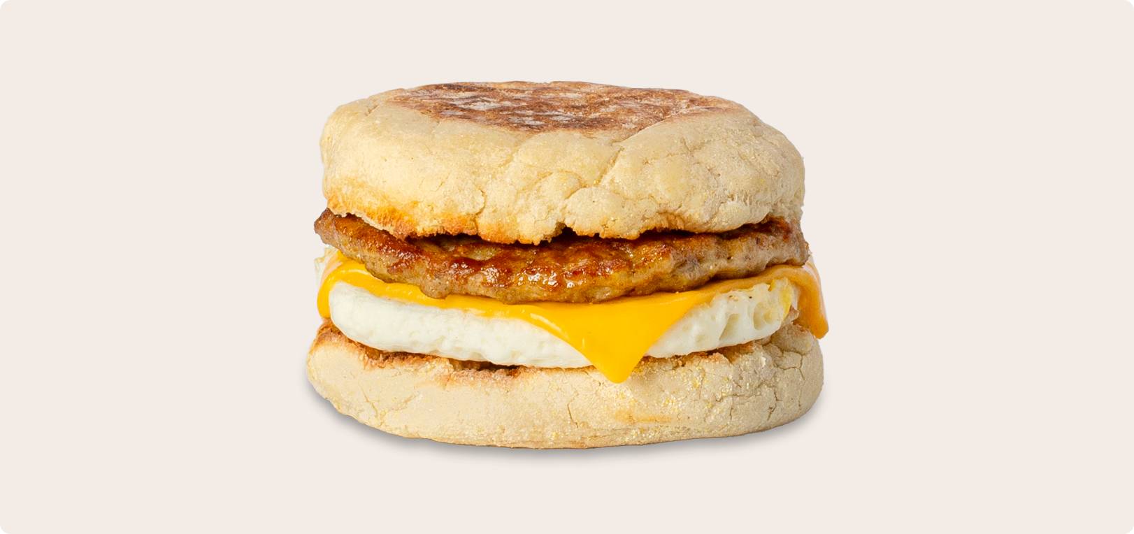 Turkey Sausage, Egg & Cheese on an English Muffin