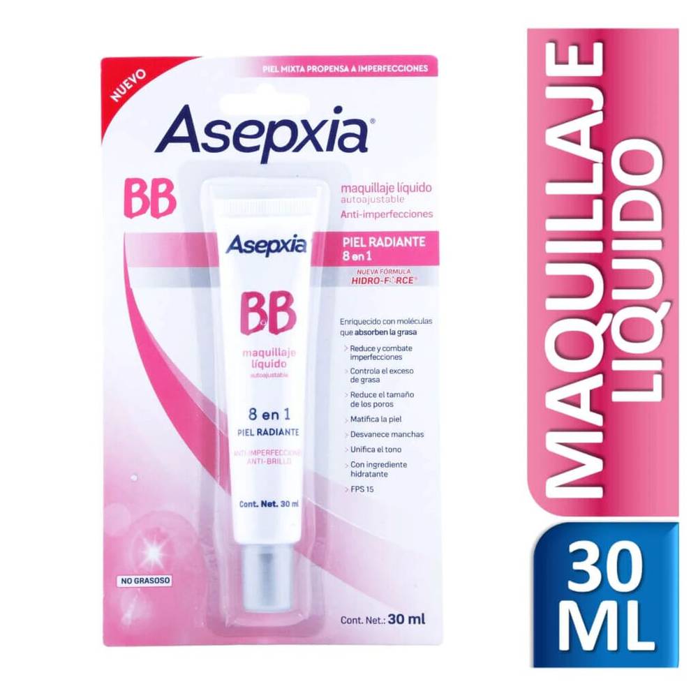 Asepxia · Maquillaje líquido autoajustable (30 g)