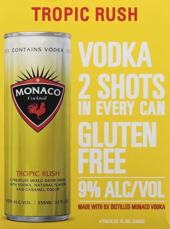Monaco Tropic Rush Vodka (4 ct, 12 fl oz)