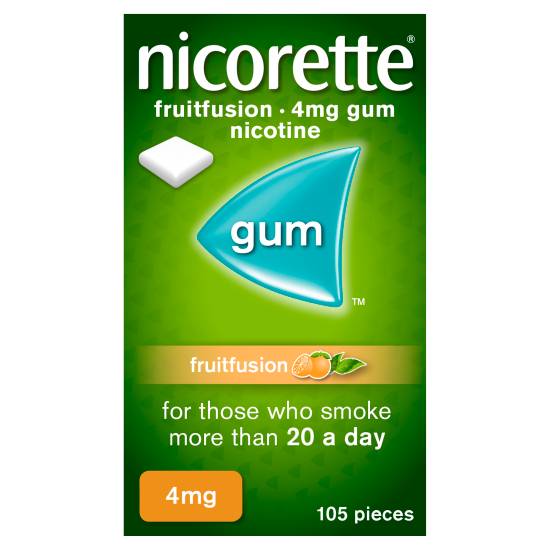 Nicorette Fruitfusion 4mg Nicotine Gum (stop smoking aid)