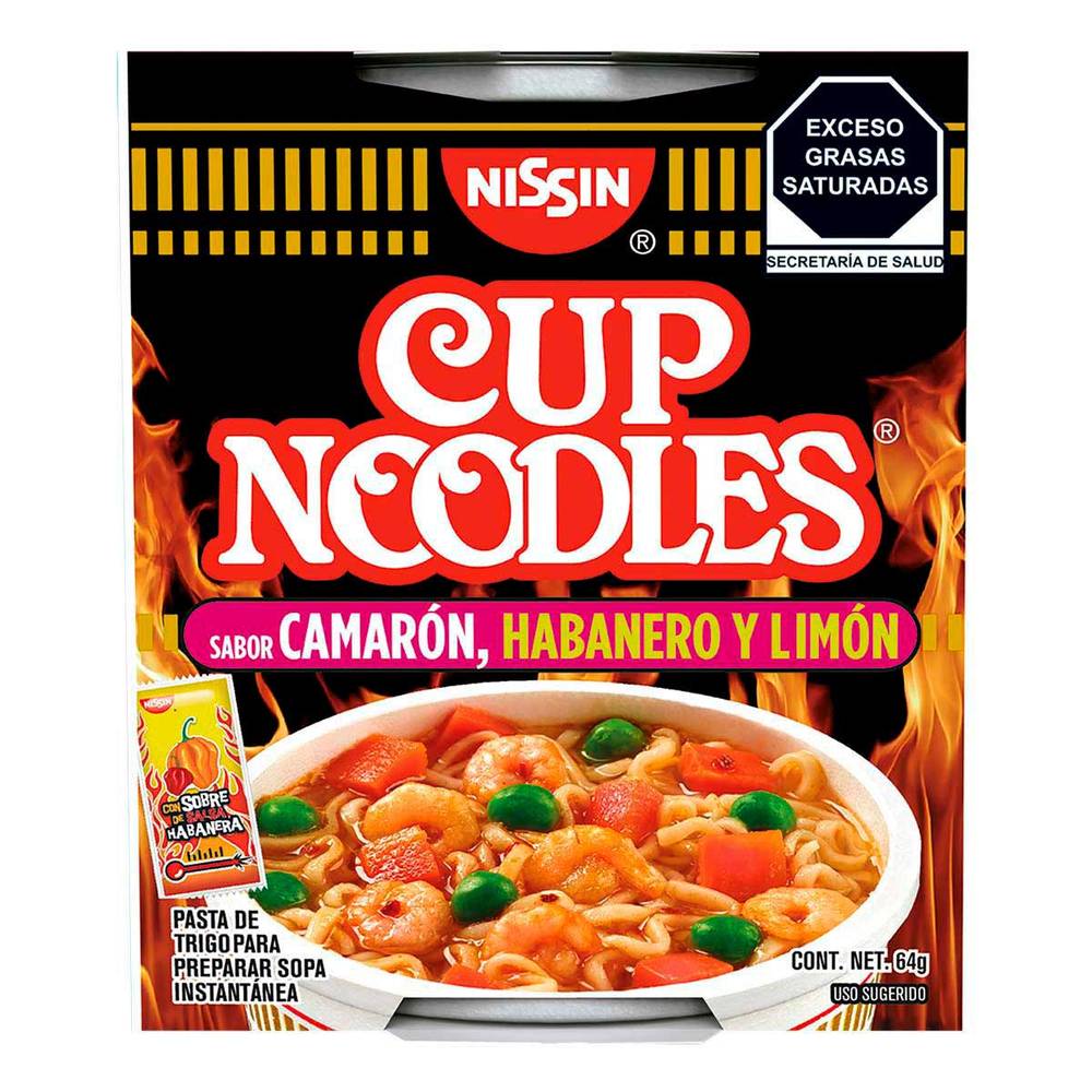 Nissin · Sopa instantánea sabor camarón con habanero y limón (64 g)