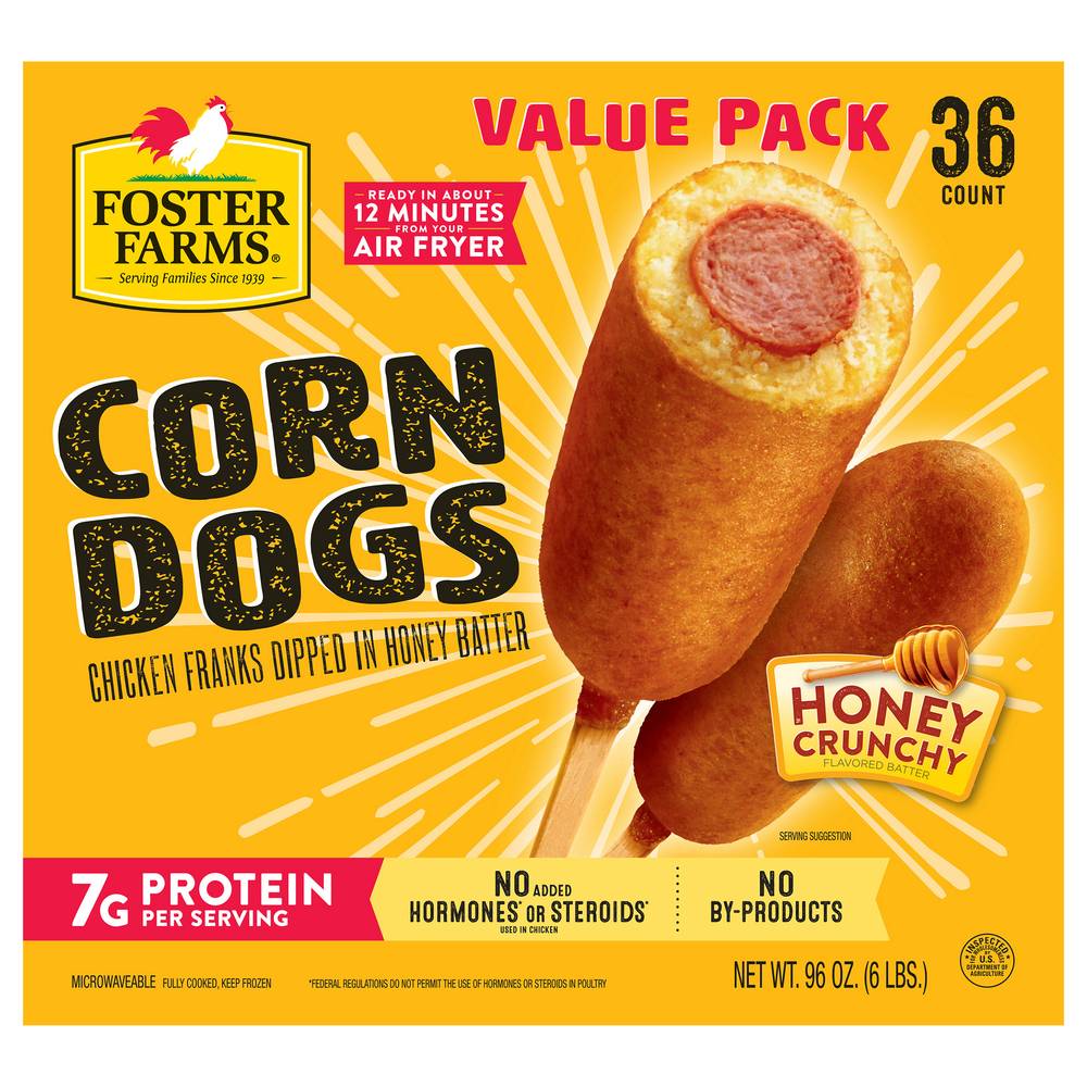 Foster Farms Chicken Corn Dogs Honey Cooked (36 ct, 2.67 oz)