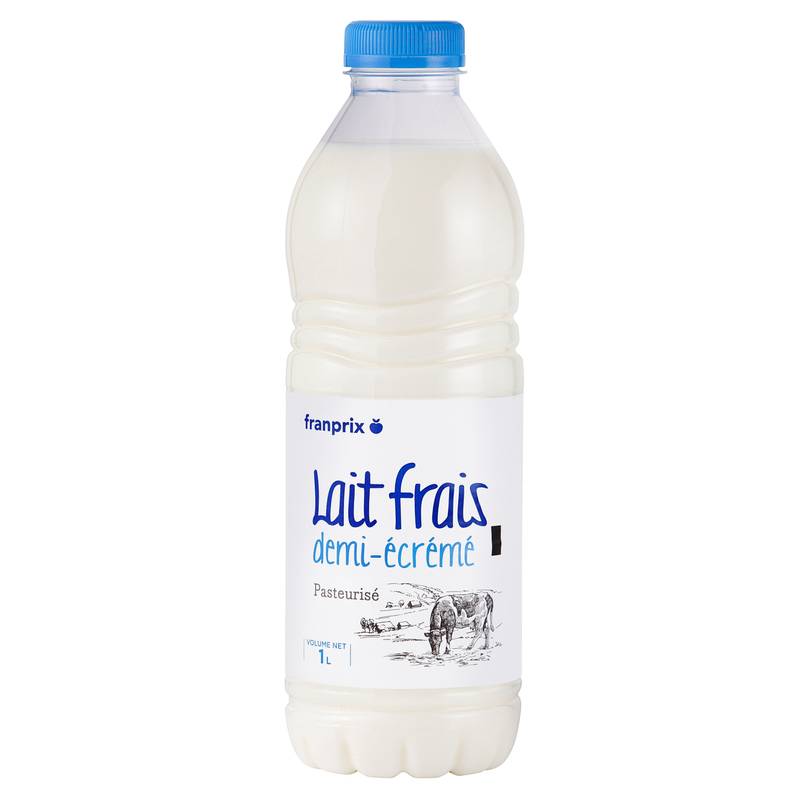 Franprix - Lait frais demi-écrémé pasteurisé (1L)