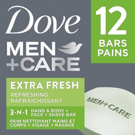 Dove Men+Care Extra Fresh Hand & Body Face & Shave Bar Soap (12 ct)