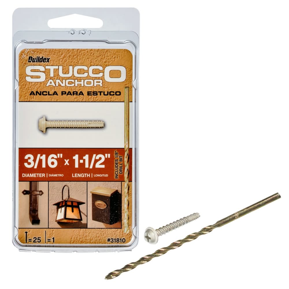 Buildex Stucco 3/16-in x 1-1/2-in Concrete Screw Anchors 25-Pack