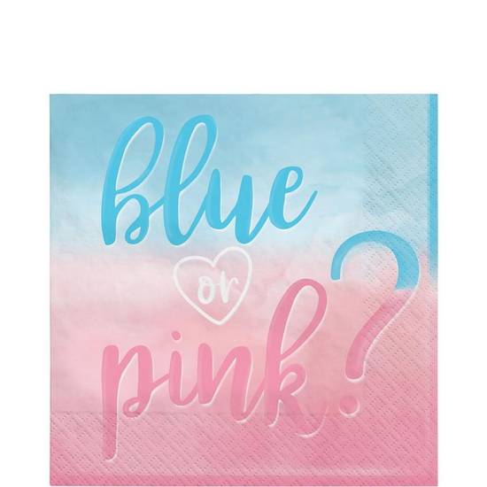 Blue or Pink? Gender Reveal Paper Lunch Napkins, 6.5in, 16ct - The Big Reveal