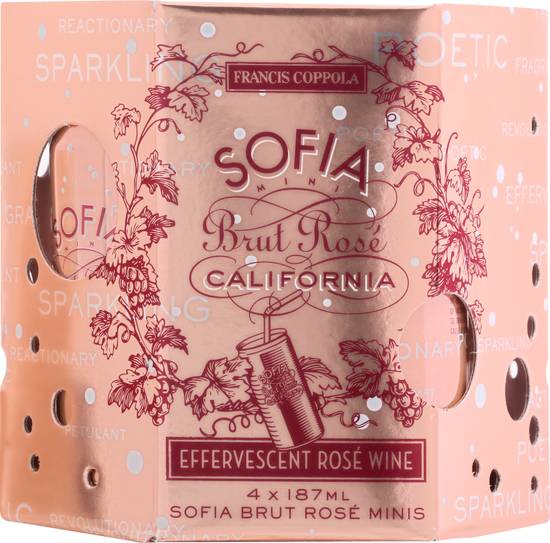 Francis Coppola Sofia Minis California Brut Rose Wine (4 pack, 187 ml)