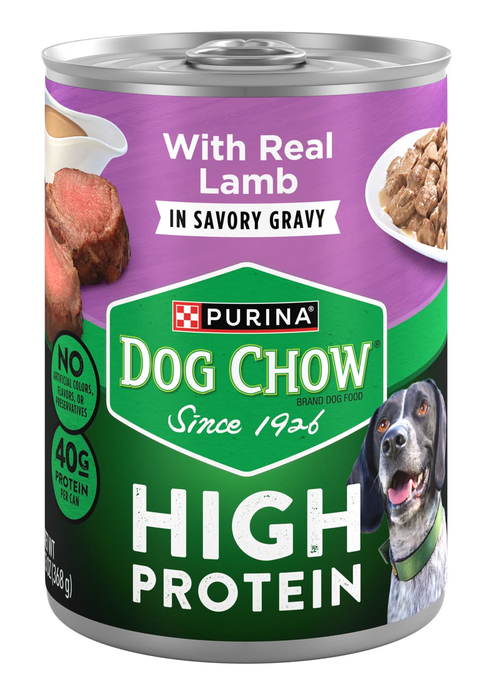 Purina Dog Chow High Protein in Savory Gravy Wet Dog Food, Real Lamb (13 oz)