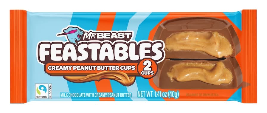 Feastables Mrbeast Milk Chocolate Cups, Creamy Peanut Butter (1.41 oz, 2 ct)