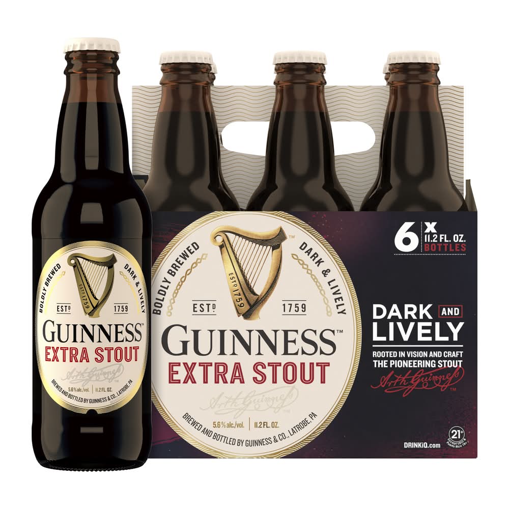 Guinness Extra Stout Beer (6 x 11.2 fl oz)
