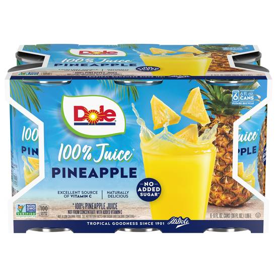 Dole 100% Pineapple Juice (6 ct, 36 fl oz)
