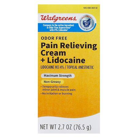 Walgreens Maximum Strength Pain Relieving Cream + Lidocaine (2.7 oz)