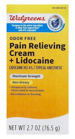 Walgreens Maximum Strength Pain Relieving Cream + Lidocaine (2.7 oz)