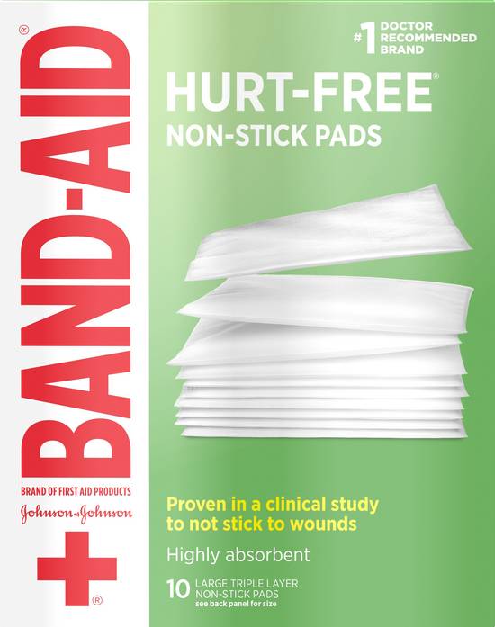 Band-Aid Hurt-Free Large Triple Layer Non-Stick Pads (10 ct)