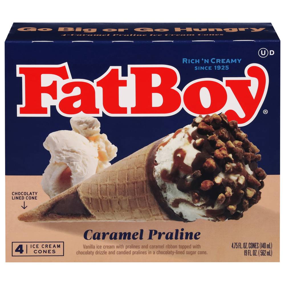 FatBoy Caramel Praline Ice Cream Cones (1.24 lbs, 4 ct)