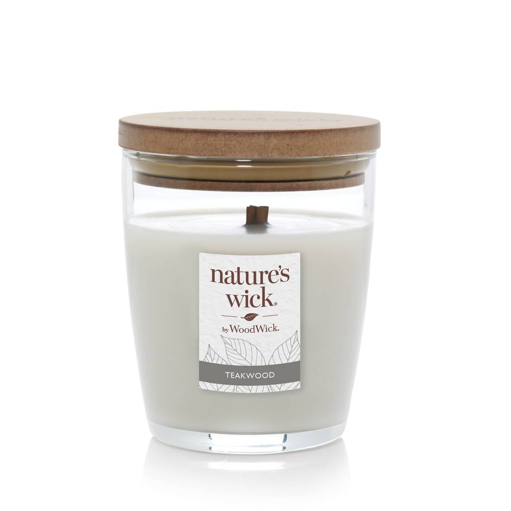 Nature's Wick Crackle Burning Jar Candle, Teakwood, 10 oz