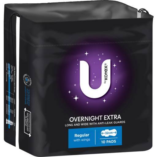 U By Kotex Extra Overnight Pads With Wings 10 Pack