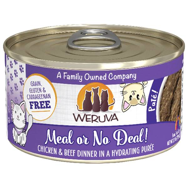 Weruva Classic Cat Meal or No Deal Wet Cat Food Pate in a Hydrating Puree, Chicken & Beef (3 oz)