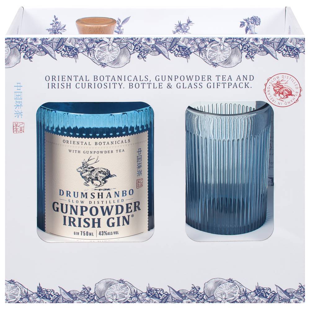 Drumshanbo Gunpowder Irish Gin Gift Set With Glass (750 ml)