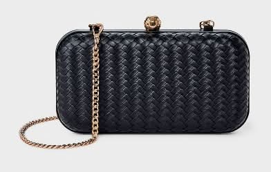 A New Day Woven Minaudiere Clutch Crossbody Bag, Black